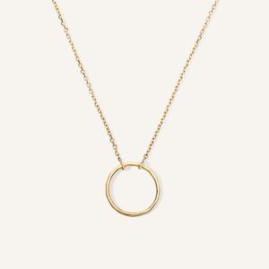 colar minimalista de ouro 18k com círculo e corrente cartier