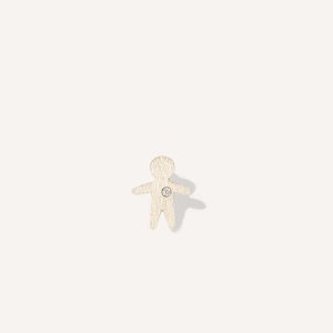 Pingente minimalista representando filho feito a mão em ouro 18k com diamante