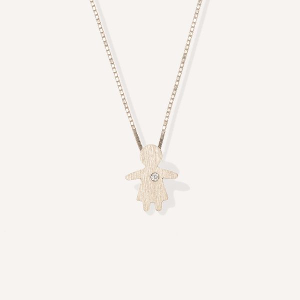 colar minimalista representando filha feito a mão em ouro 18k com diamante
