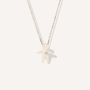 colar minimalista representando filho feito a mão em ouro 18k com diamante