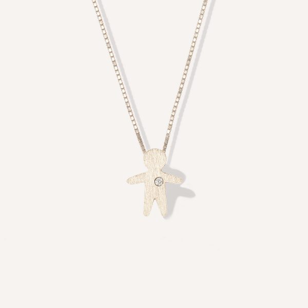 colar minimalista representando filho feito a mão em ouro 18k com diamante