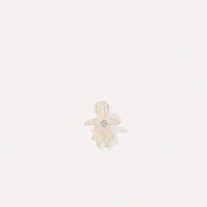 pingente minimalista representando filha feito a mão em ouro 18k com diamante