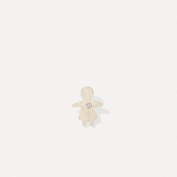 pingente minimalista representando filha feito a mão em ouro 18k com diamante