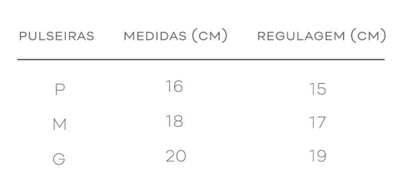 tabela de medidas das pulseiras em png com escrito em cinza