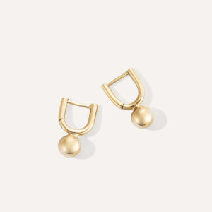 brinco de argola minimalista feito a mão em ouro amarelo 18k com esfera